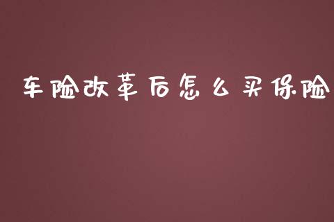 车险改革后怎么买保险_https://m.jnbaishite.cn_期货研报_第1张