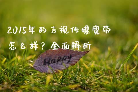 2015年的吉视传媒宽带怎么样？全面解析_https://m.jnbaishite.cn_期货研报_第1张
