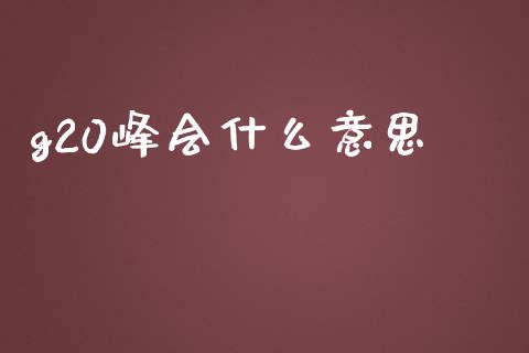 g20峰会什么意思_https://m.jnbaishite.cn_金融市场_第1张