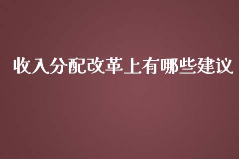 收入分配改革上有哪些建议_https://m.jnbaishite.cn_投资管理_第1张