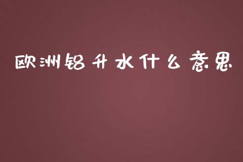 欧洲铝升水什么意思_https://m.jnbaishite.cn_投资管理_第1张