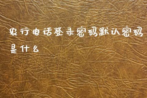 农行电话登录密码默认密码是什么_https://m.jnbaishite.cn_投资管理_第1张