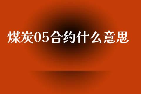 煤炭05合约什么意思_https://m.jnbaishite.cn_金融市场_第1张