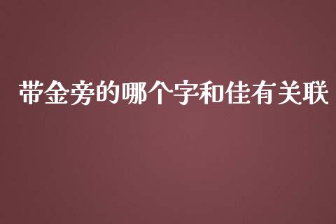 带金旁的哪个字和佳有关联_https://m.jnbaishite.cn_金融市场_第1张