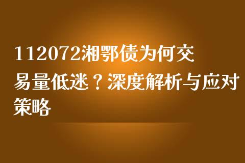 112072湘鄂债为何交易量低迷？深度解析与应对策略_https://m.jnbaishite.cn_金融市场_第1张